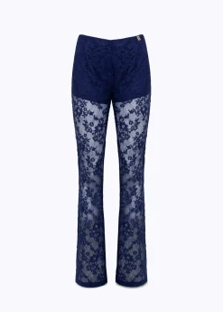 Flared pants in stretch lace