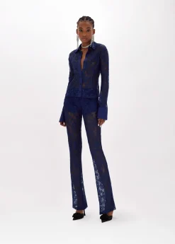 Flared pants in stretch lace