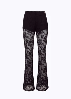 Flared pants in stretch lace