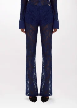 Flared pants in stretch lace