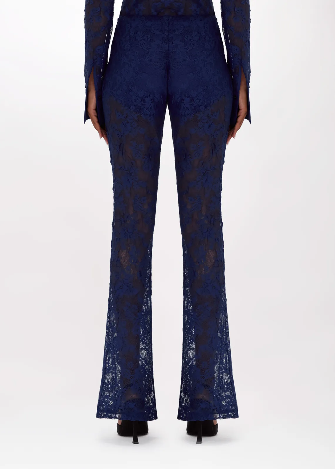 Flared pants in stretch lace
