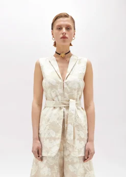 FLORAL JACQUARD BLAZER VEST