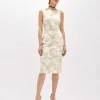 FLORAL JACQUARD SHEATH DRESS