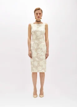 FLORAL JACQUARD SHEATH DRESS