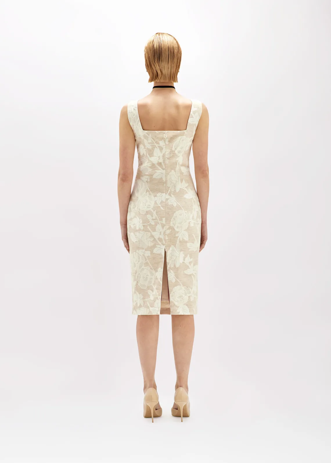 FLORAL JACQUARD SHEATH DRESS