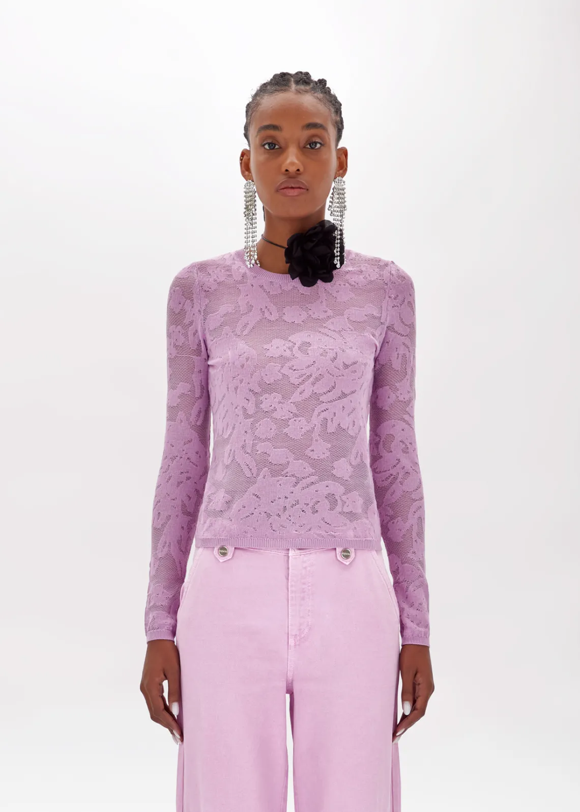 Floral print viscose sweater