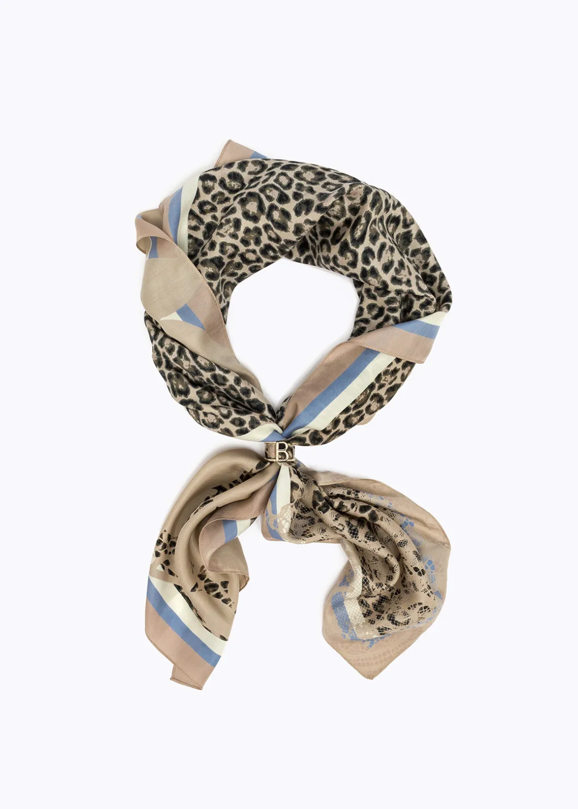 FOULARD SCARF WITH LACE EFFECT PRINT