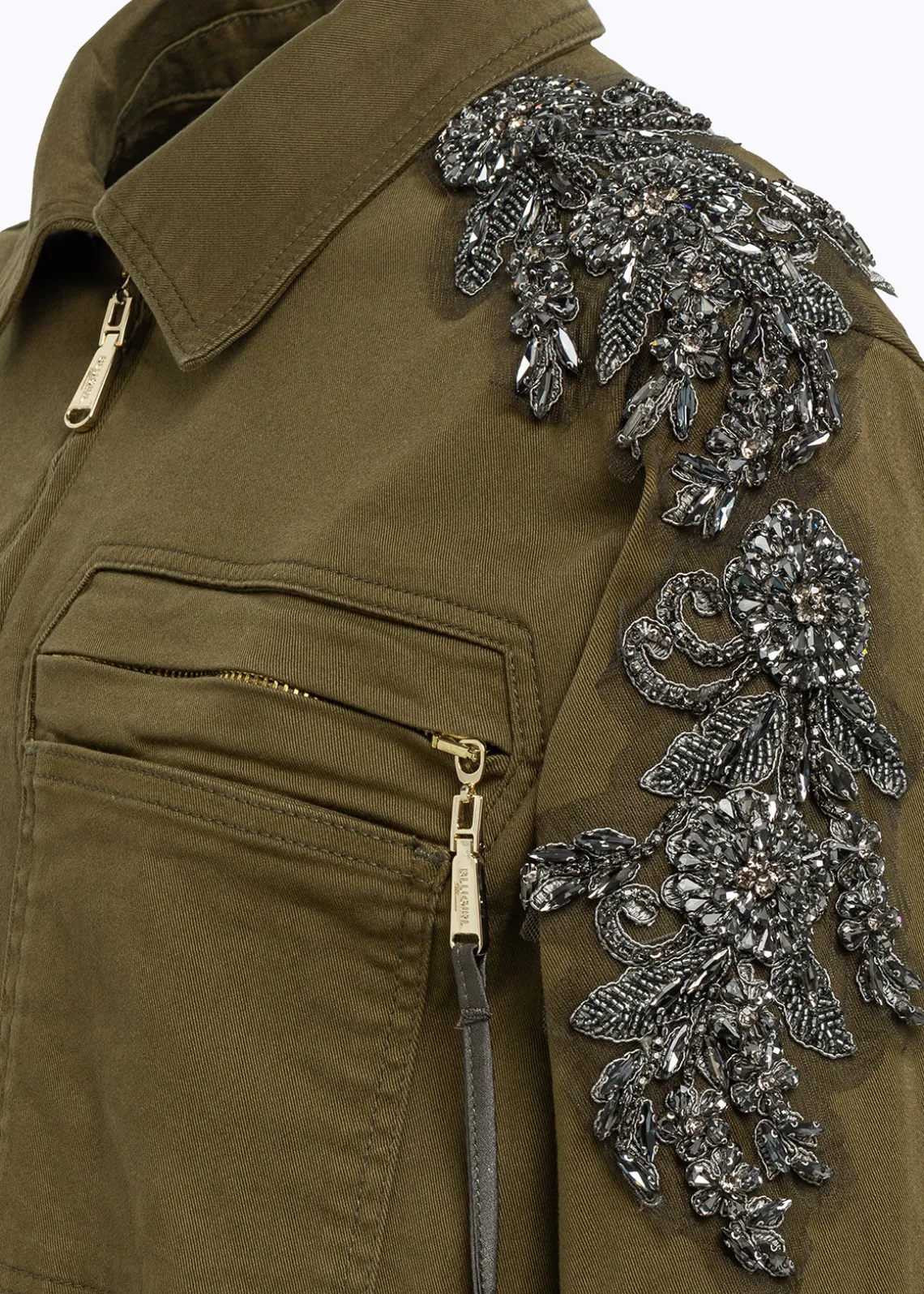 GABARDINE JACKET WITH EMBROIDERED PATCH