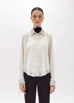 GEORGETTE SHIRT WITH EMBROIDERY