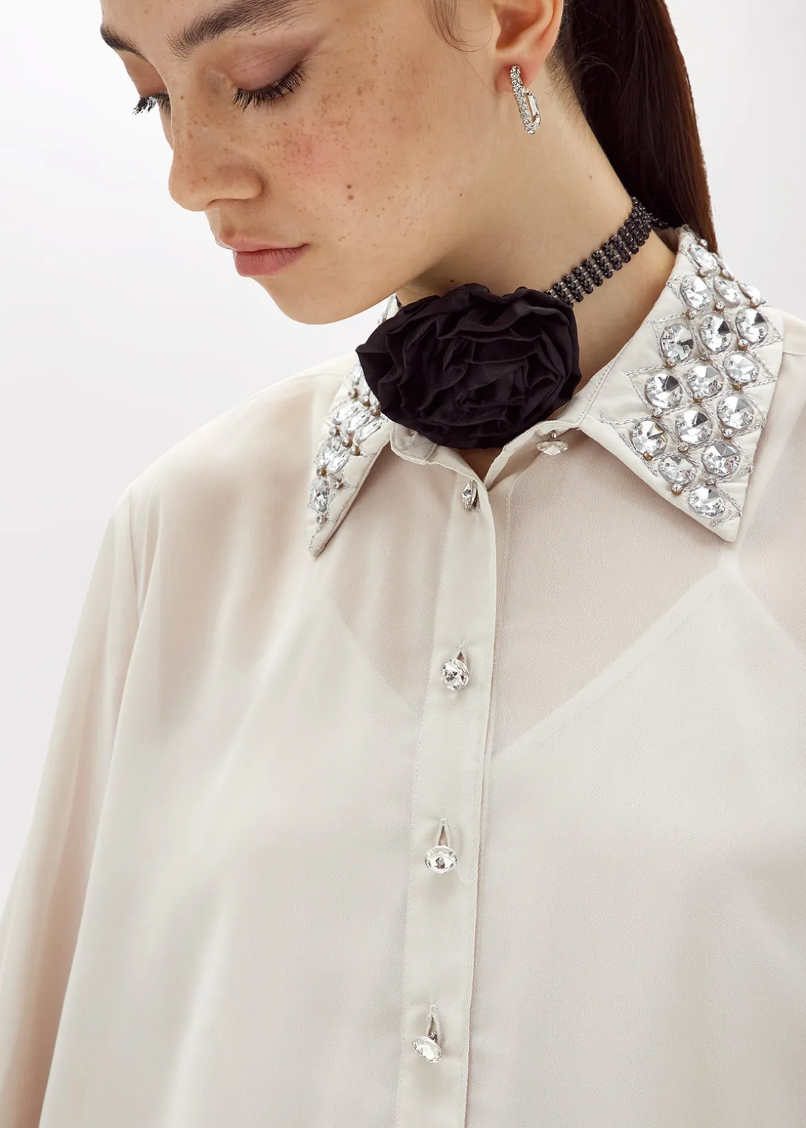 GEORGETTE SHIRT WITH EMBROIDERY
