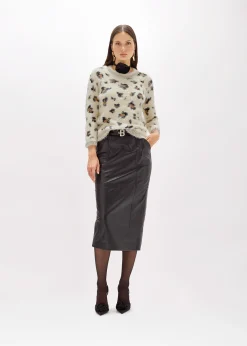 JACQUARD ANIMALIER PRINT SWEATER WITH RHINESTONES