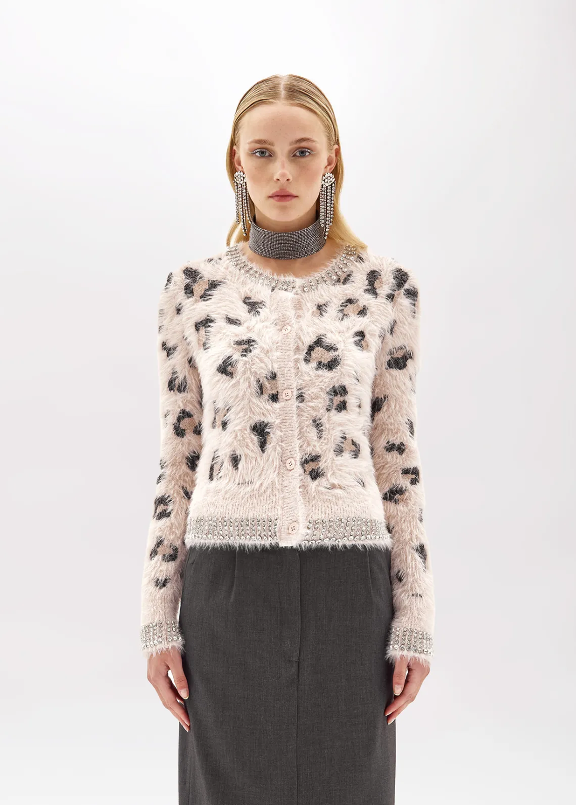 JACQUARD ANIMALIER PRINT CARDIGAN