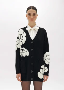 JACQUARD OVERSIZED CARDIGAN WITH ROSES