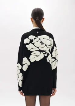 JACQUARD OVERSIZED CARDIGAN WITH ROSES