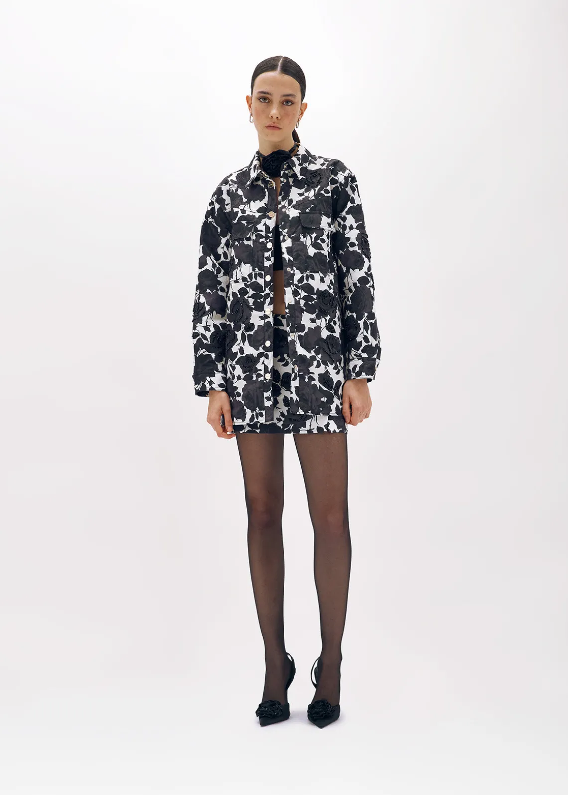 JACQUARD ROSE FIELD JACKET