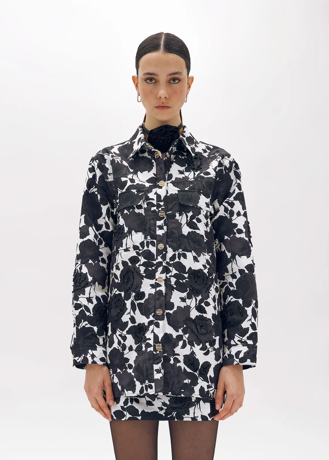 JACQUARD ROSE FIELD JACKET