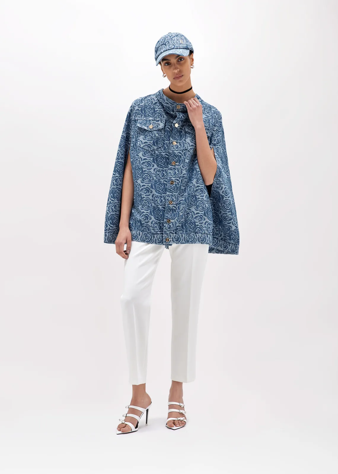 JACQUARD ROSE PRINT CAPE