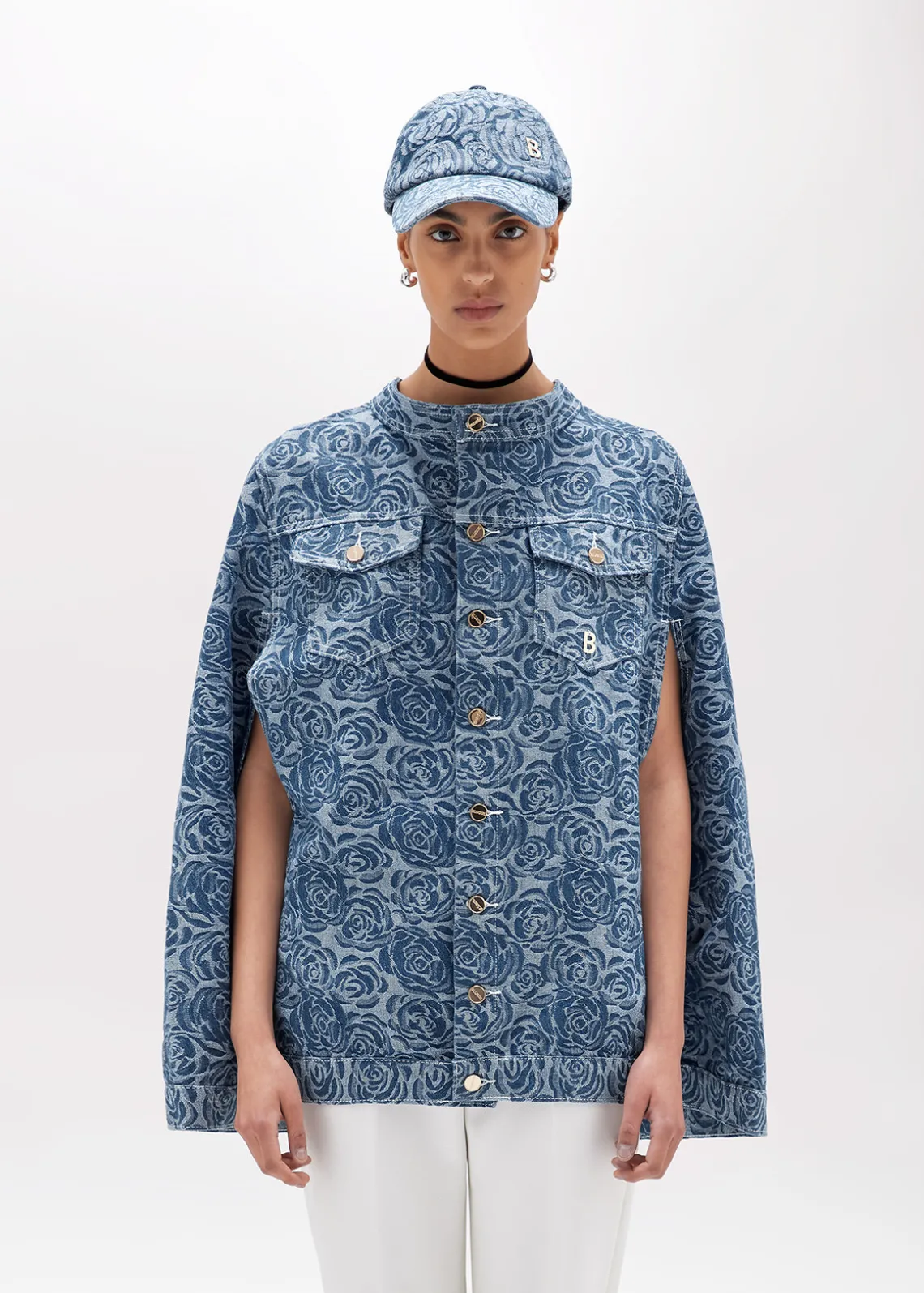JACQUARD ROSE PRINT CAPE