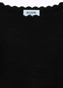 JACQUARD SWEATER WITH ROSE DESIGN