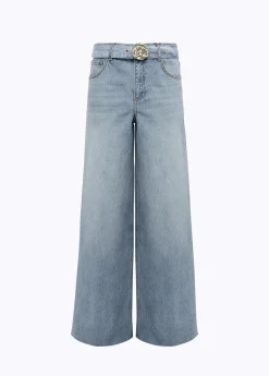 Jeans in denim with rhinestones