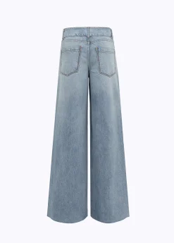 Jeans in denim with rhinestones