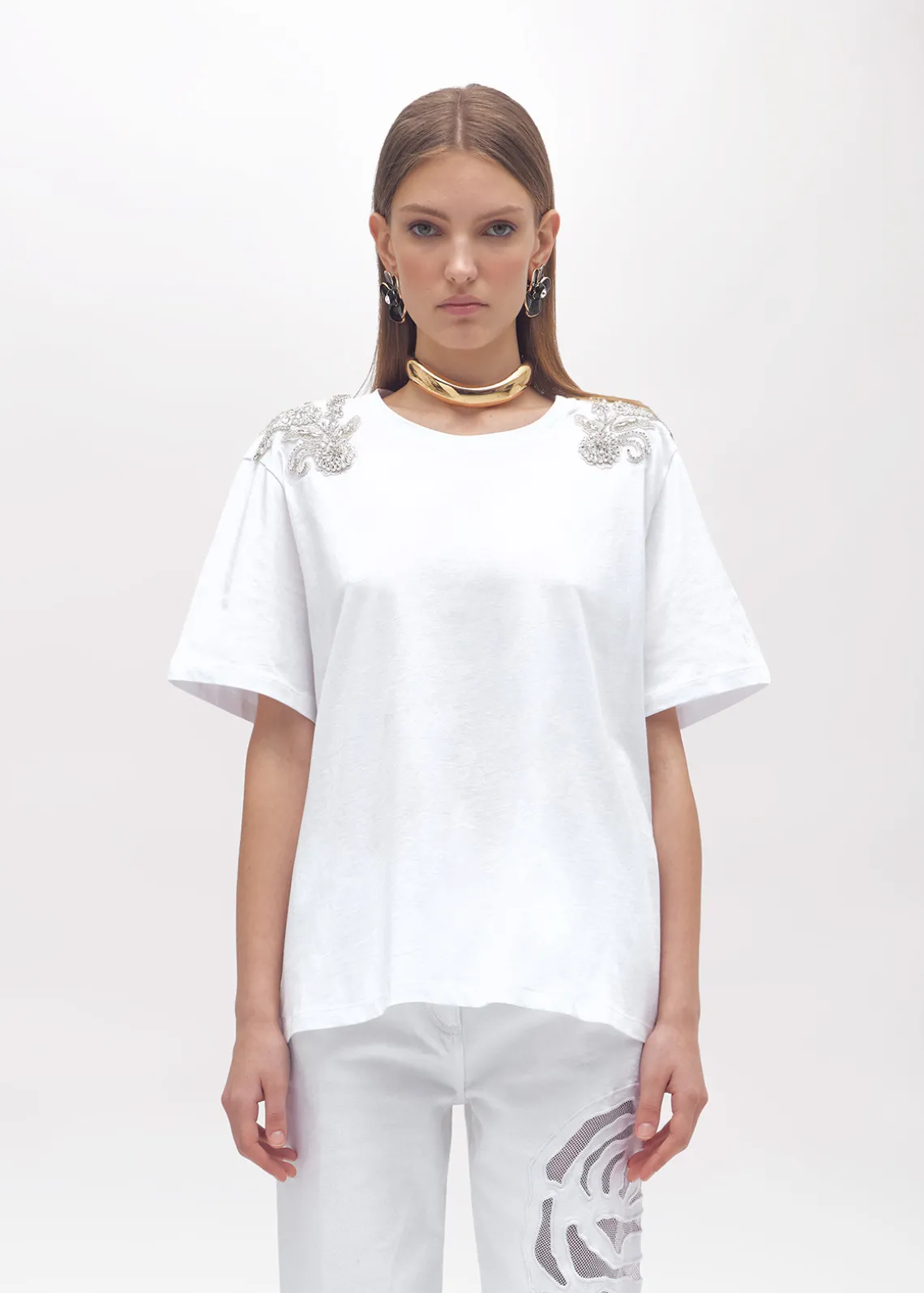 JERSEY T-SHIRT WITH FLORAL PATCH