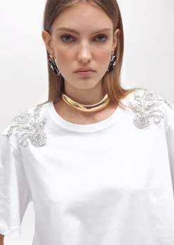 JERSEY T-SHIRT WITH FLORAL PATCH