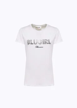 Jersey T-shirt with studs and logo