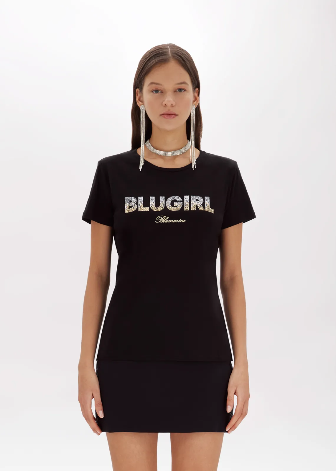 Jersey T-shirt with studs and logo