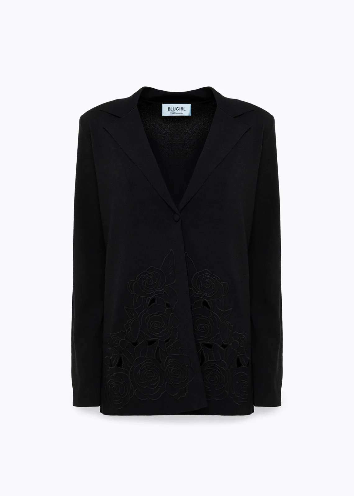 KNIT BLAZER WITH ROSE EMBROIDERY