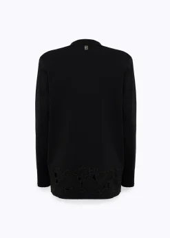 KNIT BLAZER WITH ROSE EMBROIDERY