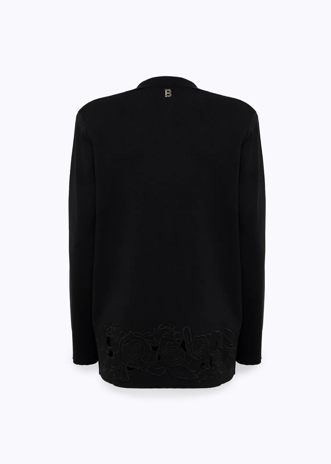 KNIT BLAZER WITH ROSE EMBROIDERY