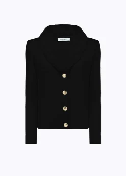 KNIT CARDIGAN WITH FAUX FUR COLLAR