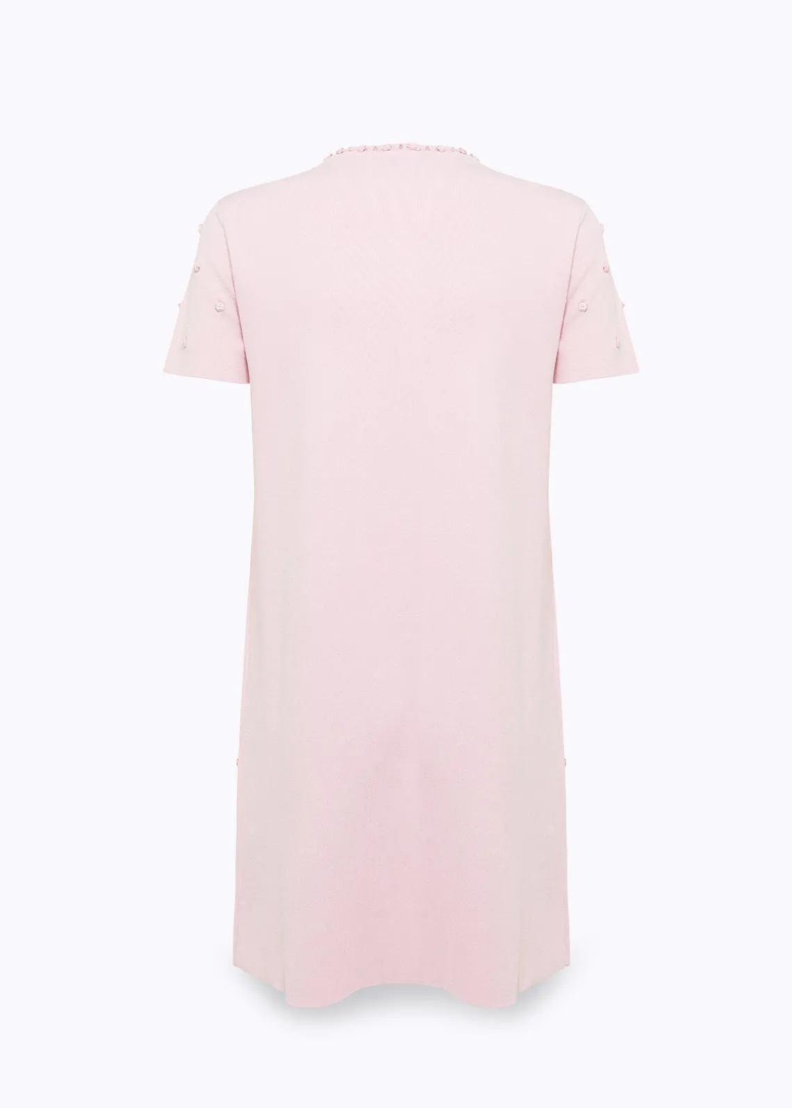 KNIT DRESS WITH ROSE EMBROIDERY AND CORAL BEAD DETAILS