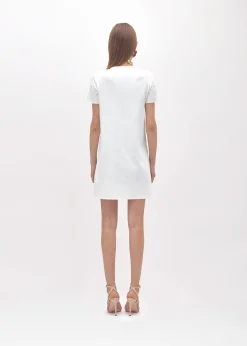 KNIT DRESS WITH ROSE EMBROIDERY AND CORAL BEAD DETAILS