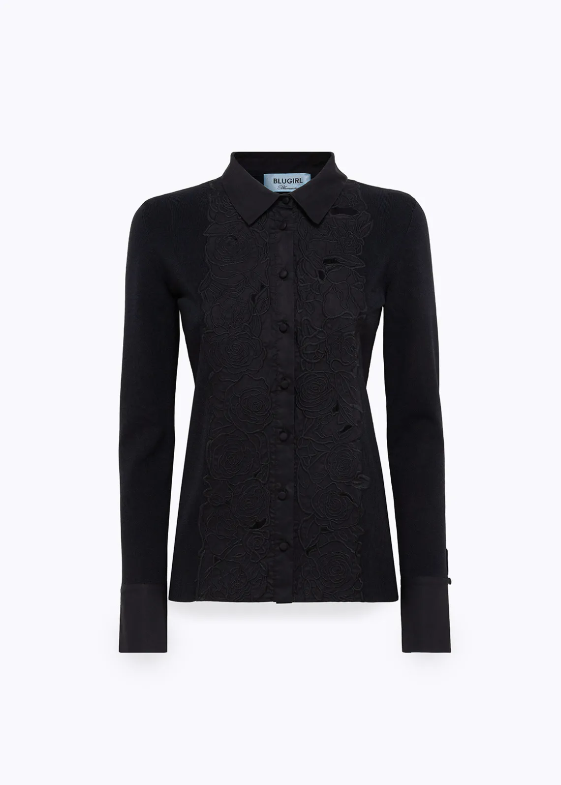KNIT SHIRT WITH ROSE EMBROIDERY