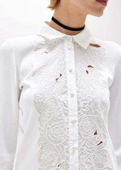 KNIT SHIRT WITH ROSE EMBROIDERY