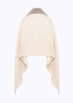 KNIT STOLE WITH FAUX FUR COLLAR