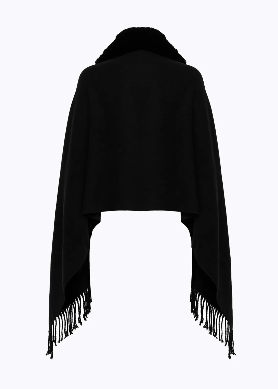 KNIT STOLE WITH FAUX FUR COLLAR