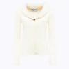 KNITTED CARDIGAN WITH COLLAR IN FAUX FUR