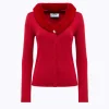 KNITTED CARDIGAN WITH COLLAR IN FAUX FUR