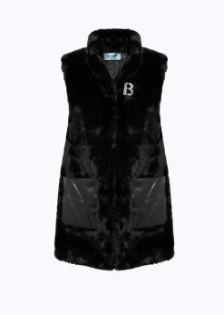 KNITTED CARDIGAN WITH COLLAR IN FAUX FUR