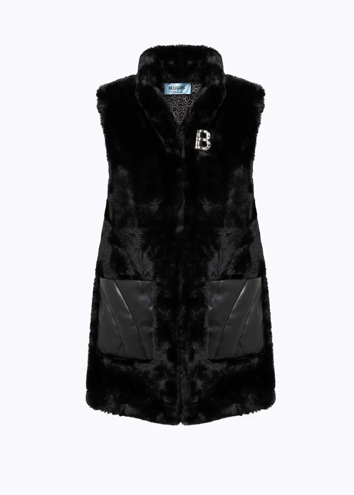 KNITTED CARDIGAN WITH COLLAR IN FAUX FUR