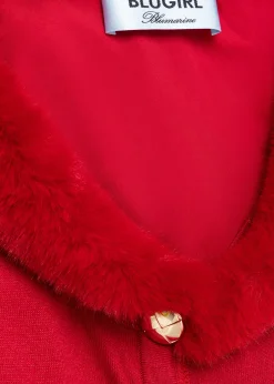 KNITTED CARDIGAN WITH COLLAR IN FAUX FUR