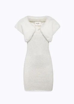 Knitted dress with faux fur shrug