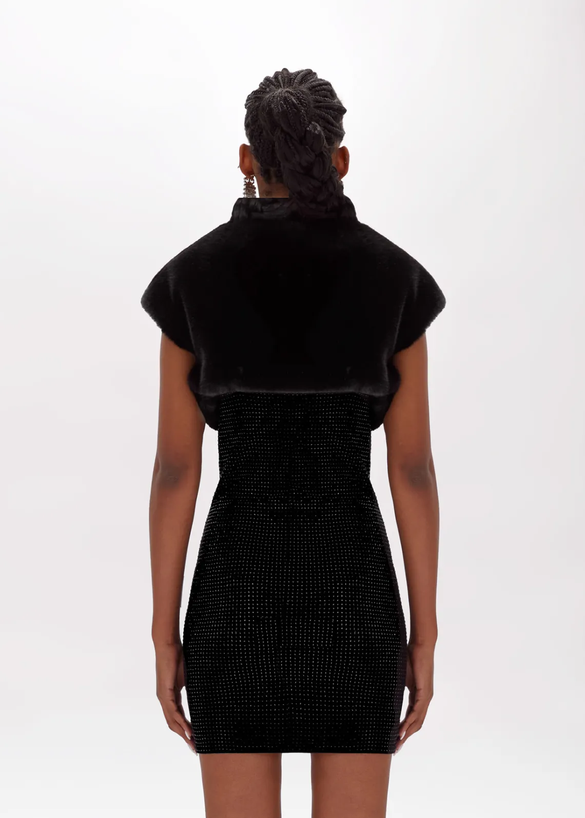 Knitted dress with faux fur shrug