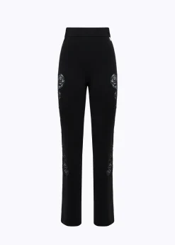 KNITTED PANTS WITH ROSES IN TULLE