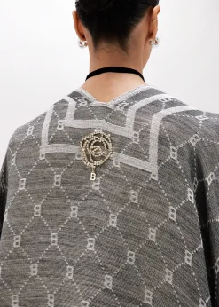 KNITTED PONCHO WITH LOGO