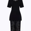 LACE DRESS AND T-SHIRT IN JERSEY WITH EMBROIDERY