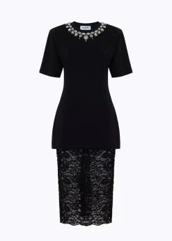 LACE DRESS AND T-SHIRT IN JERSEY WITH EMBROIDERY